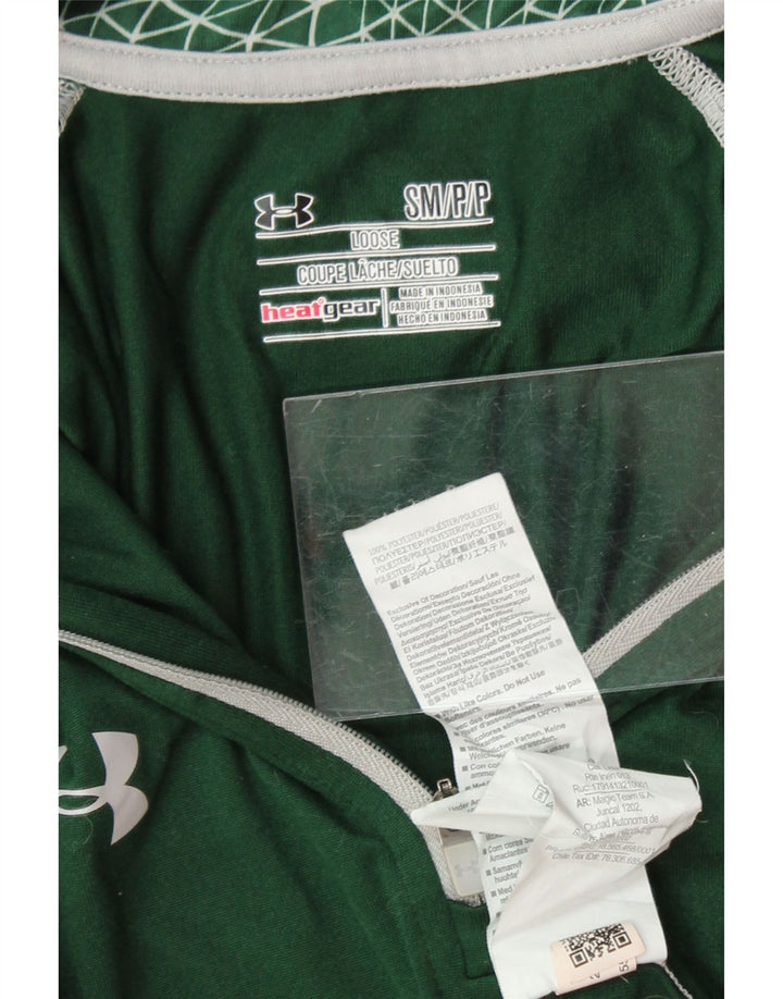UNDER ARMOUR Mens Zip Neck Sweatshirt Jumper Small Green Colourblock Vintage Under Armour and Second-Hand Under Armour from Messina Hembry 
