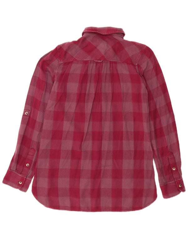 Fat Face Dame Flanell Shirt UK 8 Small Burgundy Gingham Cotton