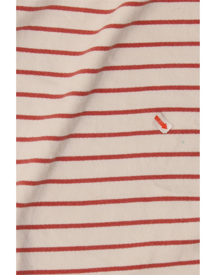 FAT FACE Dame Top Langærmet UK 8 Small Off White Stribet Bomuld