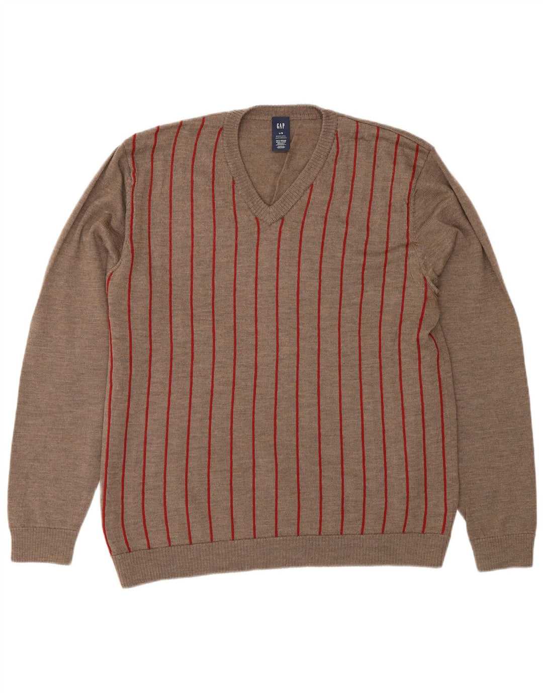 Gap Herre V-hals sweater Stor gråstribet Merinould