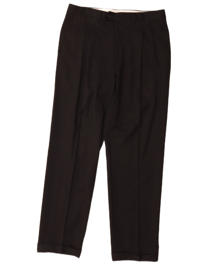 Marks & Spencer Herre Pegged Suit Bukser W34 L31 Sort Uld