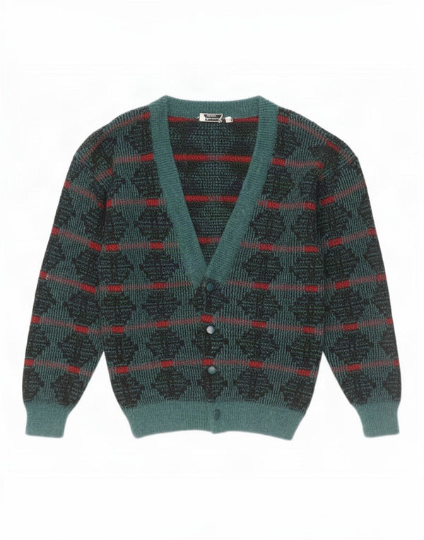 Lusso Herre Cardigan Sweater IT 50 Medium Grøn Geometrisk Akryl