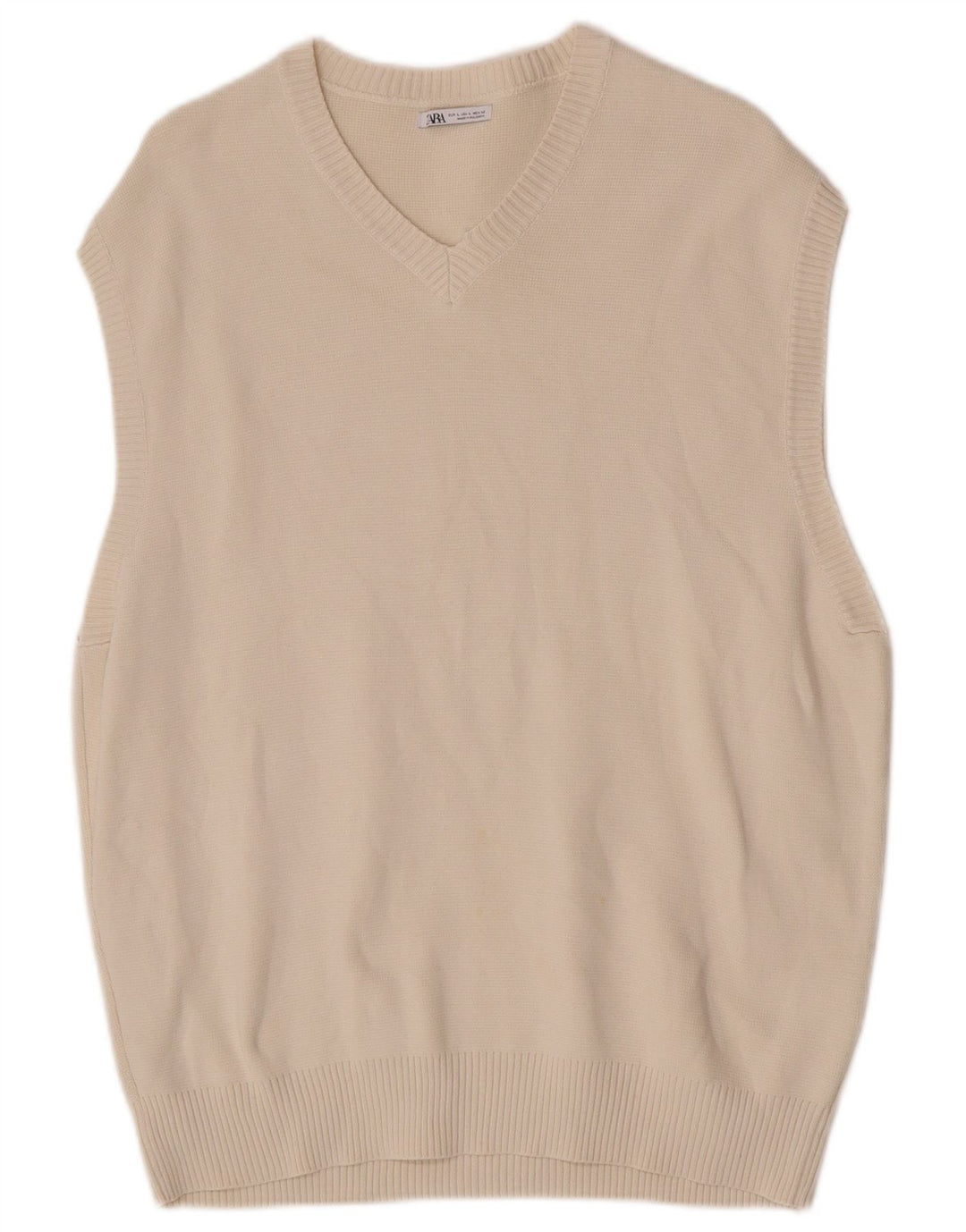 Zara Herrevest Tank Top Large Off White Bomuld