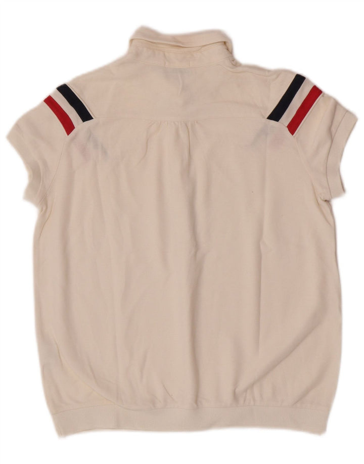 Moncler Dame Polo Shirt UK 10 Small Off White Stribet