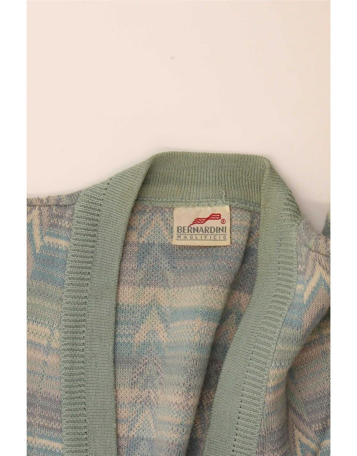 Bernardini Herre Cardigan Sweater Stor flerfarvet geometrisk uld