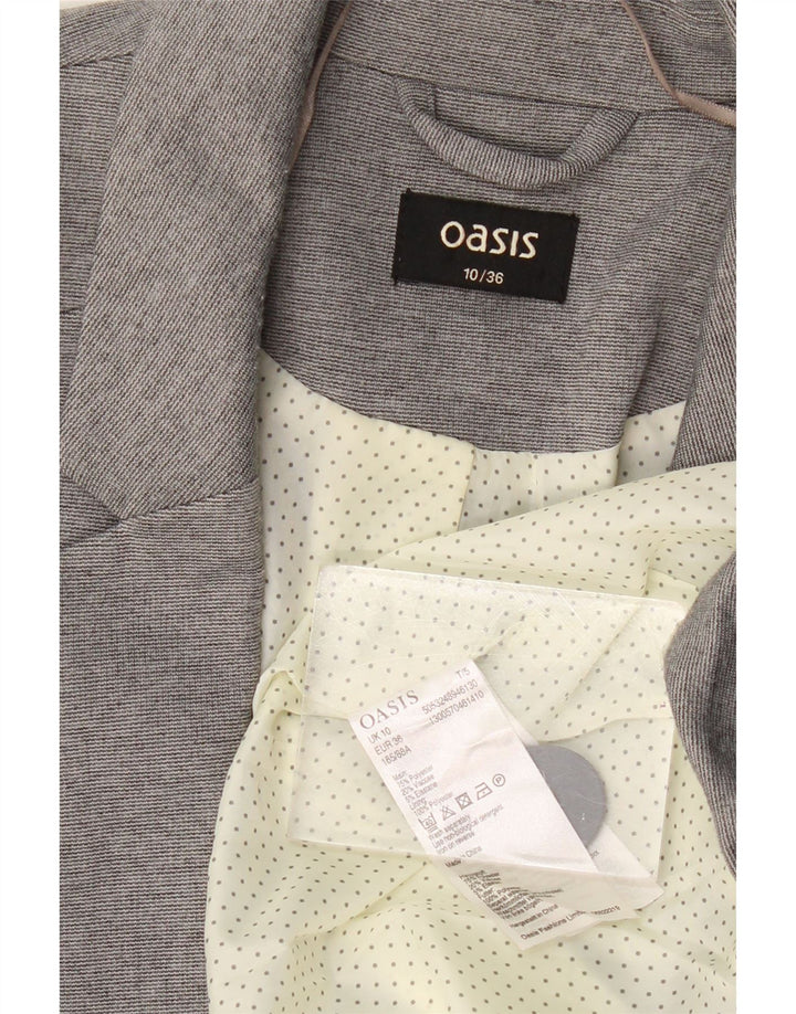 OASIS Dame 1-knaps blazerjakke UK 10 Lille grå polyester