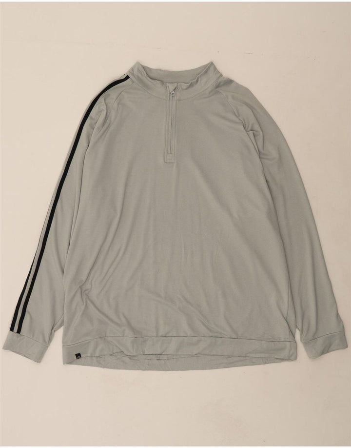 ADIDAS Mens Zip Neck Pullover Tracksuit Top 2XL Grey Polyester Vintage Adidas and Second-Hand Adidas from Messina Hembry 