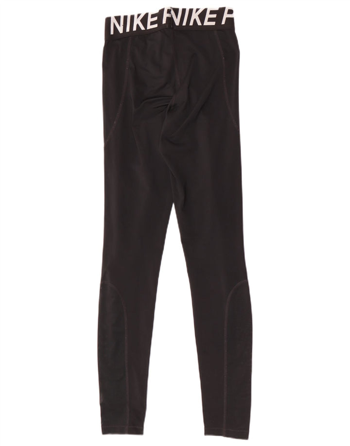 Nike Dame Dri Fit Grafiske Leggings UK 8 Small Black Polyester