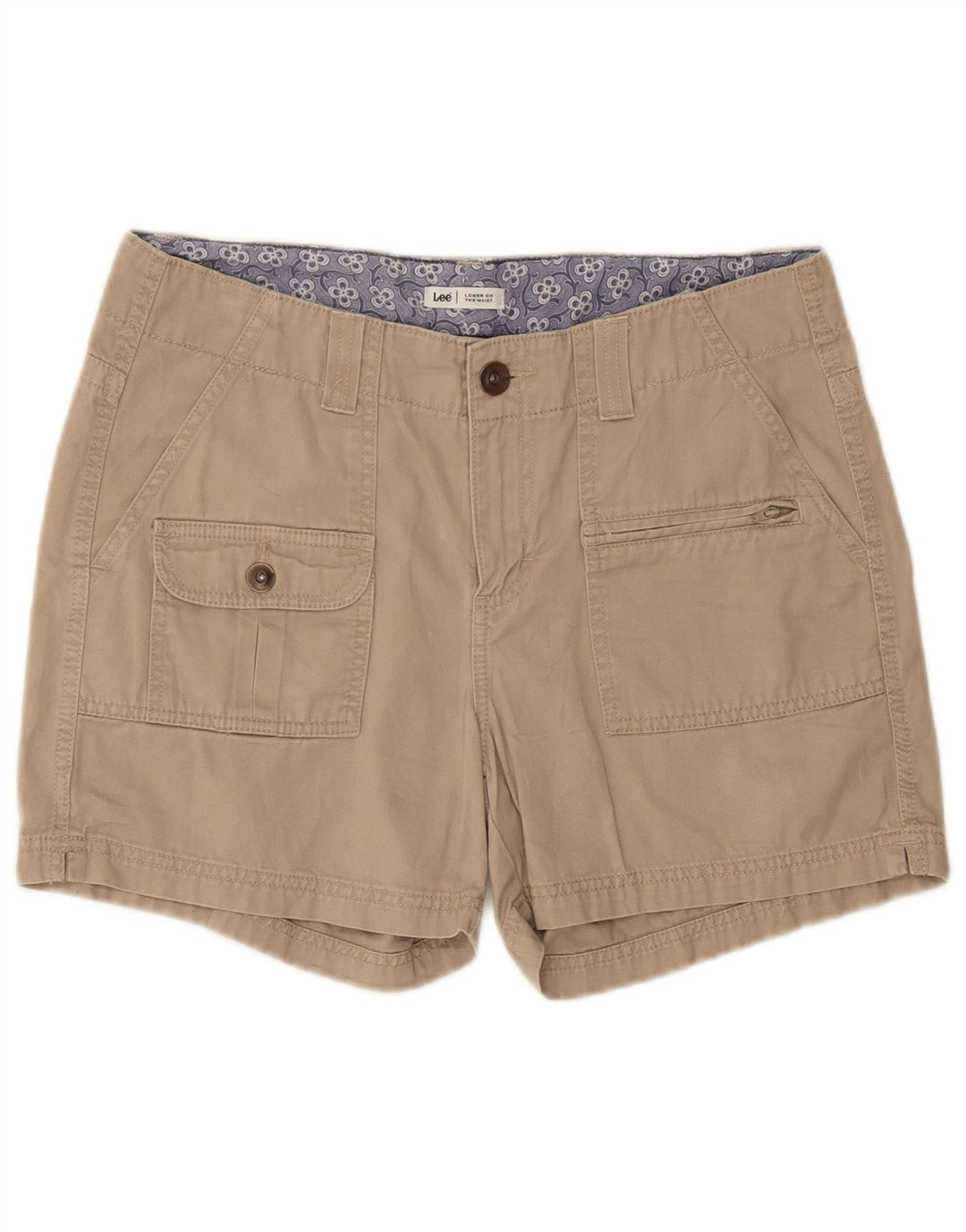 Lee Dame Cargo Shorts US 10 Large W34 Beige Bomuld