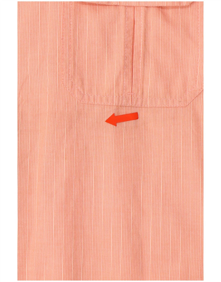 IZOD Kortærmet herreskjorte Stor orange stribet bomuld