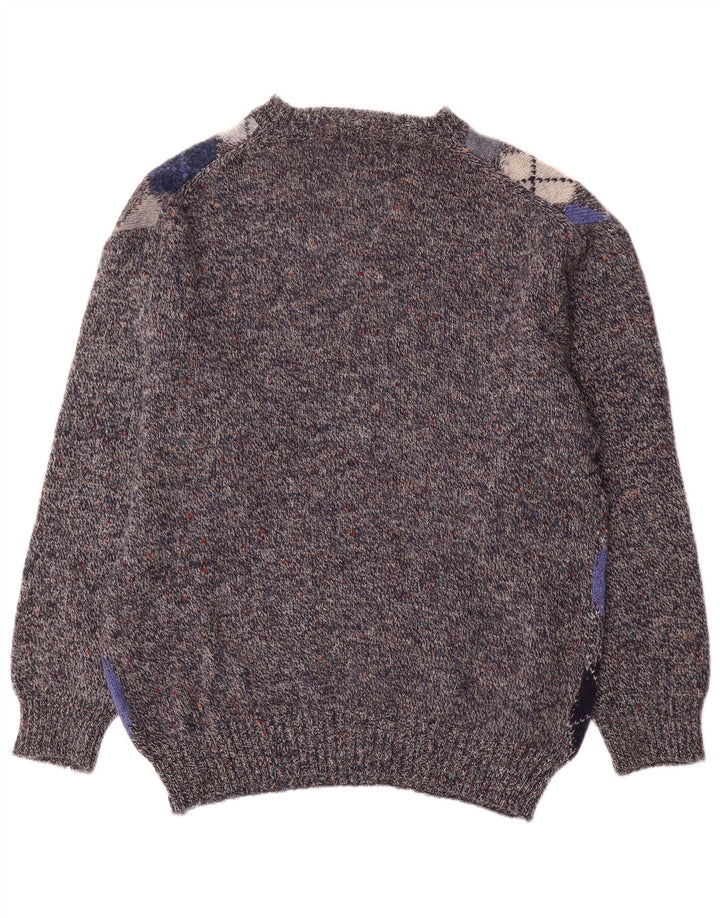CONTE OF FLORENCE Herre sweater med rund hals, lille grå Argyle/Diamond