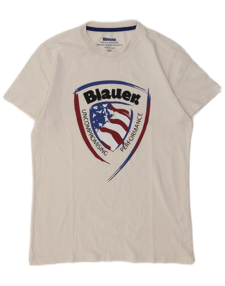 BLAUER Drenge Grafisk T-Shirt Top 13-14 År Hvid Bomuld