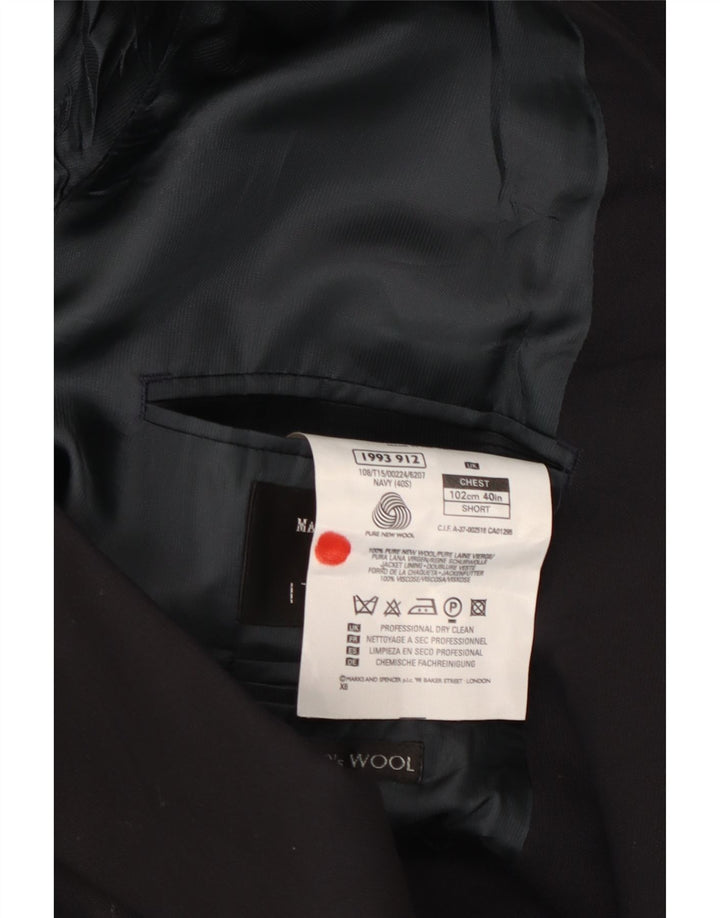 Marks & Spencer Herre Double Breasted Blazer Jacket UK 40 Medium Navy Blue