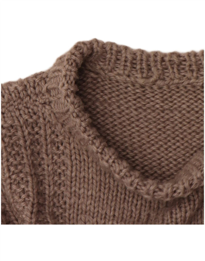 Vintage herre rund hals sweater mellem grå stribet