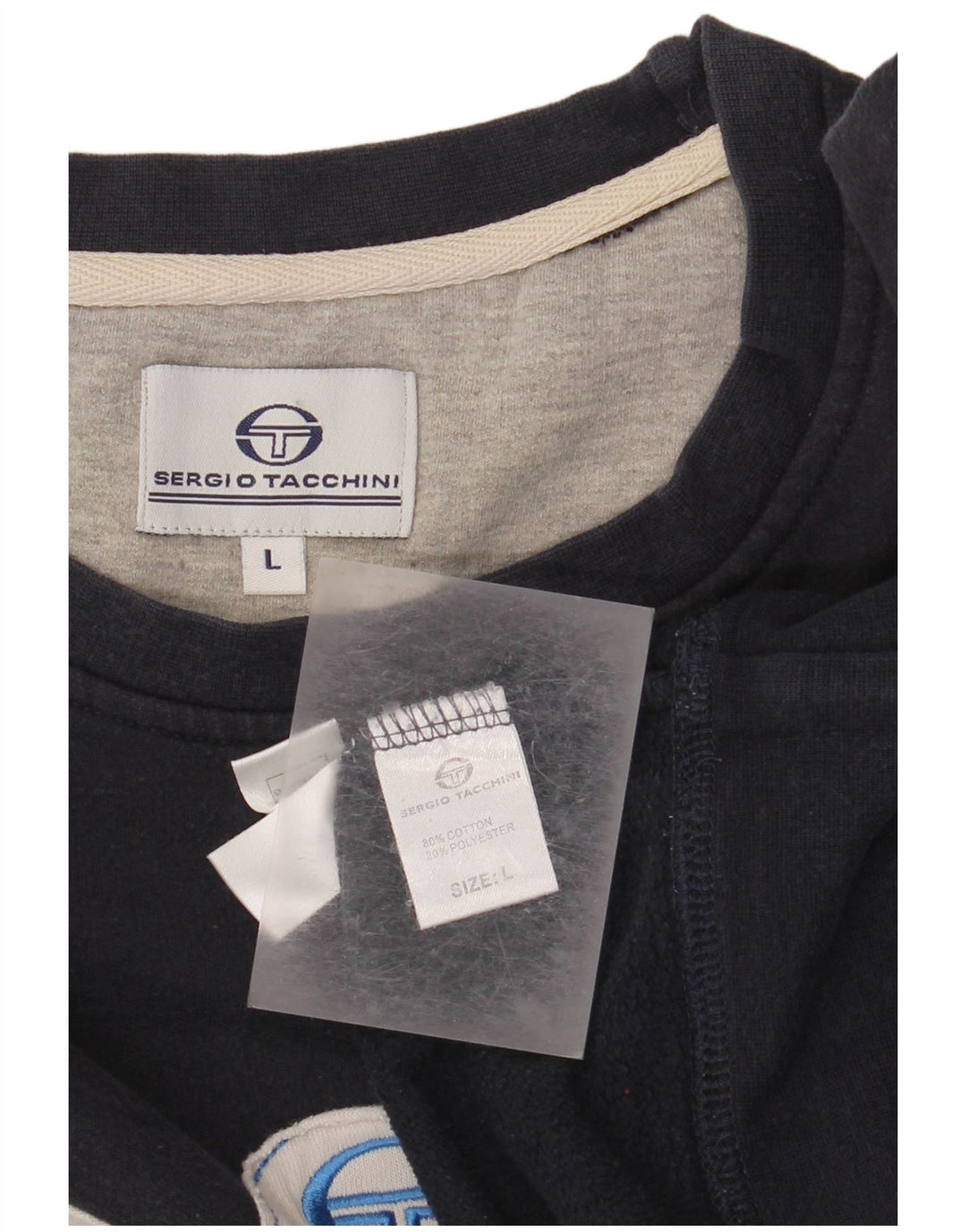 Sergio Tacchini Herre grafisk sweatshirt Jumper Large Navy Blue Colourblock