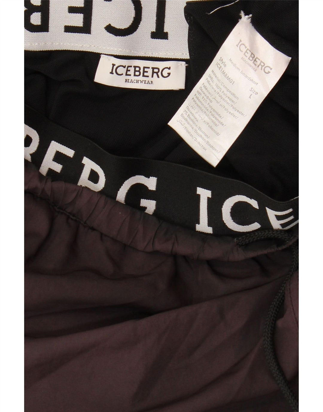 ICEBERG Grafiske badeshorts til mænd Stor sort polyester