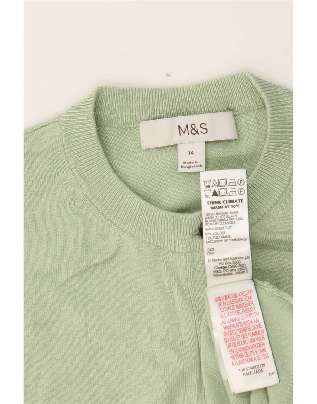 Marks & Spencer Dame Cardigan Sweater UK 14 Medium Green Viscose