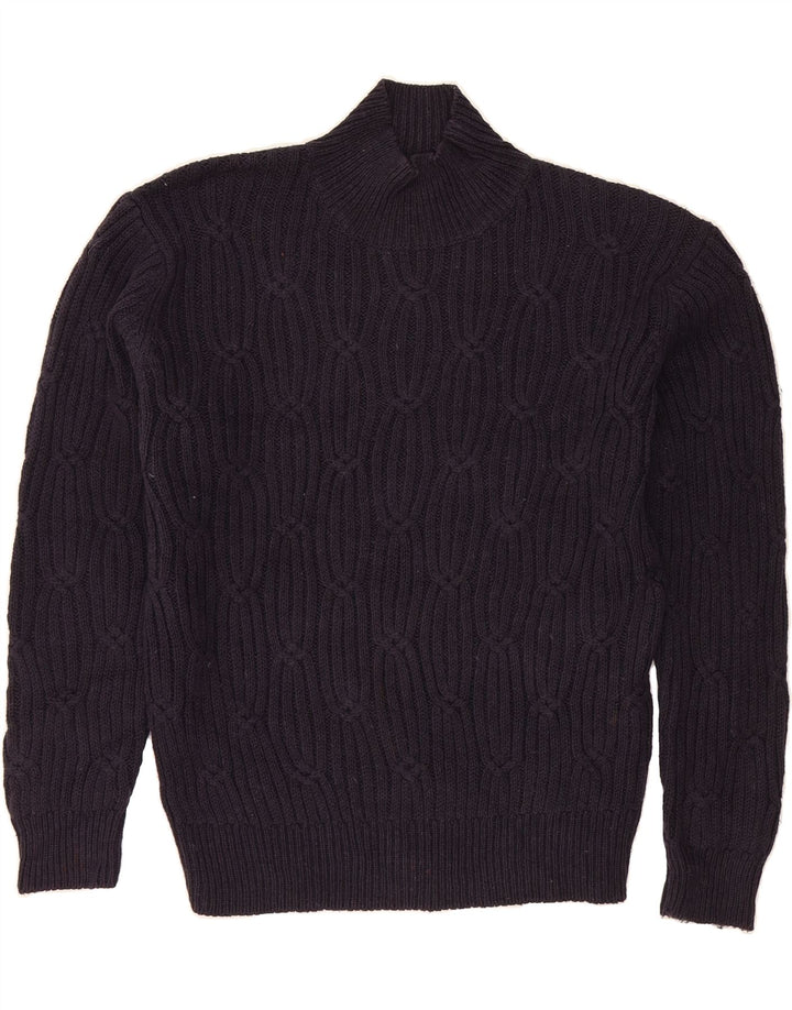 ORVIS Womens Turtle Neck Jumper Sweater UK 10 Small Navy Blue Ramie Vintage Orvis and Second-Hand Orvis from Messina Hembry 
