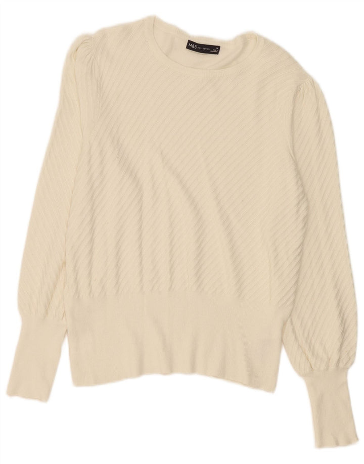 Marks & Spencer Dame Boat Neck Jumper Sweater UK 14 Medium Off White