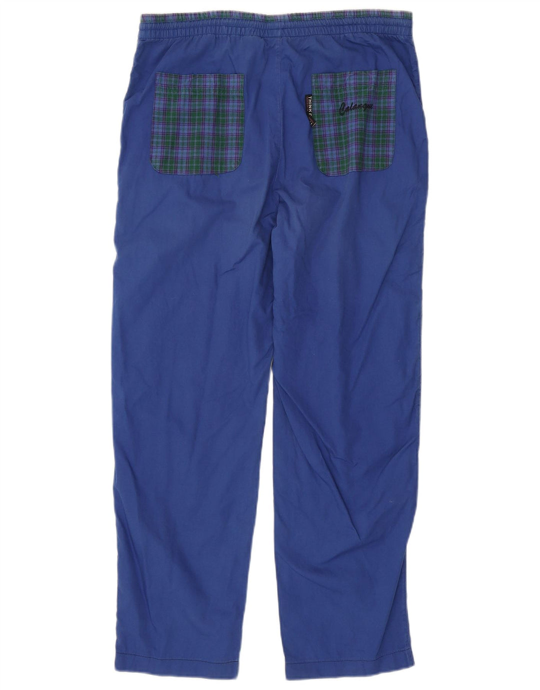 TÆNK PINK Herre Calanque Graphic Chino Bukser Small W29 L28 Blue Check