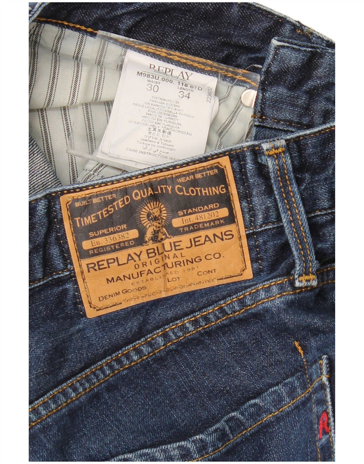 REPLAY Herre Bootcut Jeans W30 L34 Marineblå Bomuld