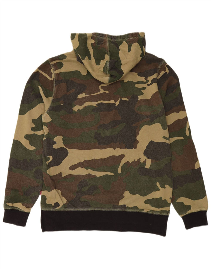 LEVI'S Mens Graphic Hoodie Jumper Medium Khaki Camouflage Cotton
