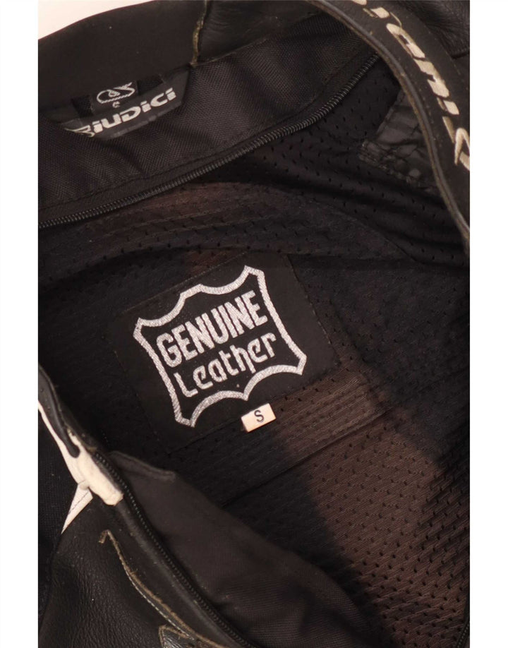 Giudici Herre Graphic Racing Jacket UK 36 Small Black Colourblock Læder