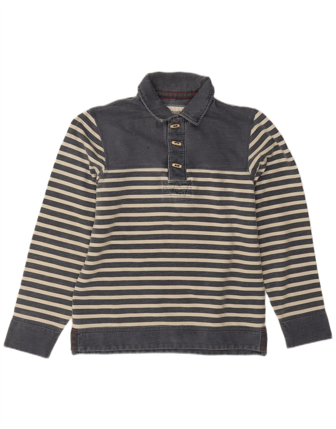 Fat Face Herre Polo Neck Sweatshirt Jumper lille blå stribet bomuld