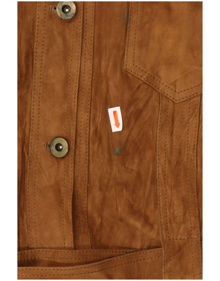 VINTAGE Militærjakke i ruskind til kvinder IT 42 medium brunt læder