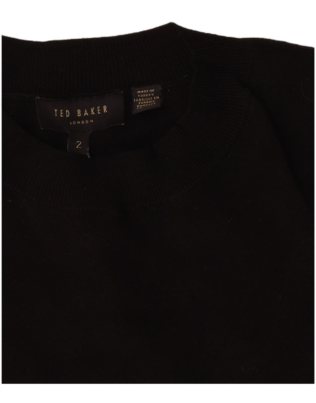 Ted Baker Dame Grafisk Crew Neck Jumper Sweater Størrelse 2 Lille Sort