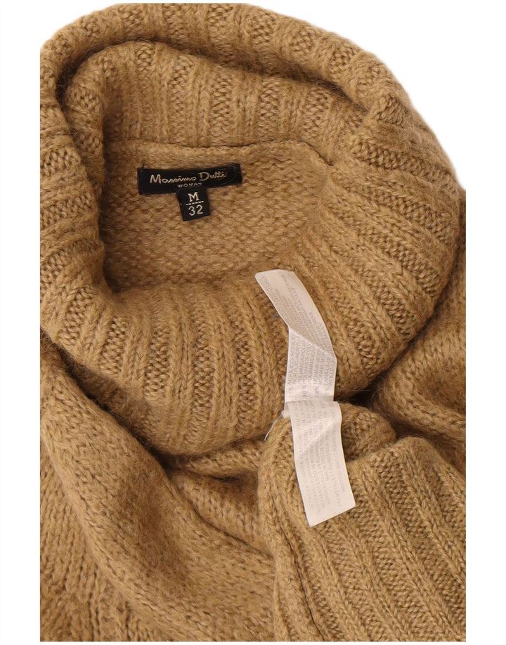 Massimo Dutti Dame Roll Neck Jumper Sweater UK 12 Medium Beige Akryl