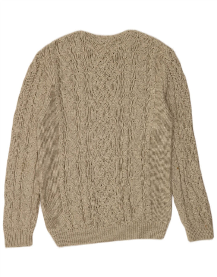 Zara Herre Boat Neck Jumper Sweater Stor Beige Bomuld
