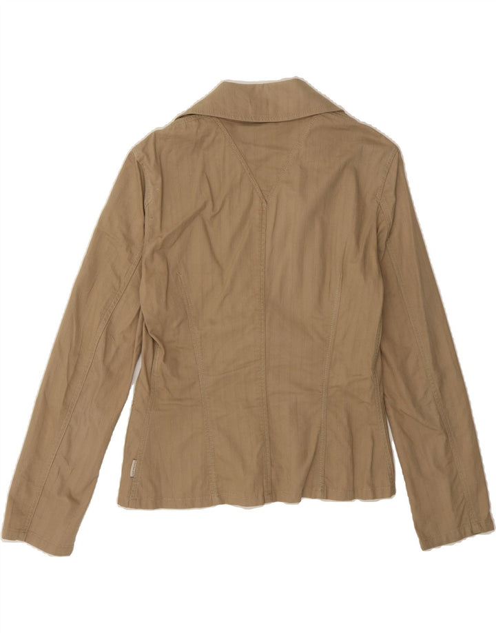 CALVIN KLEIN JEANS Womens 1 Button Blazer Jacket UK 12 Medium Beige Cotton Vintage Calvin Klein Jeans and Second-Hand Calvin Klein Jeans from Messina Hembry 