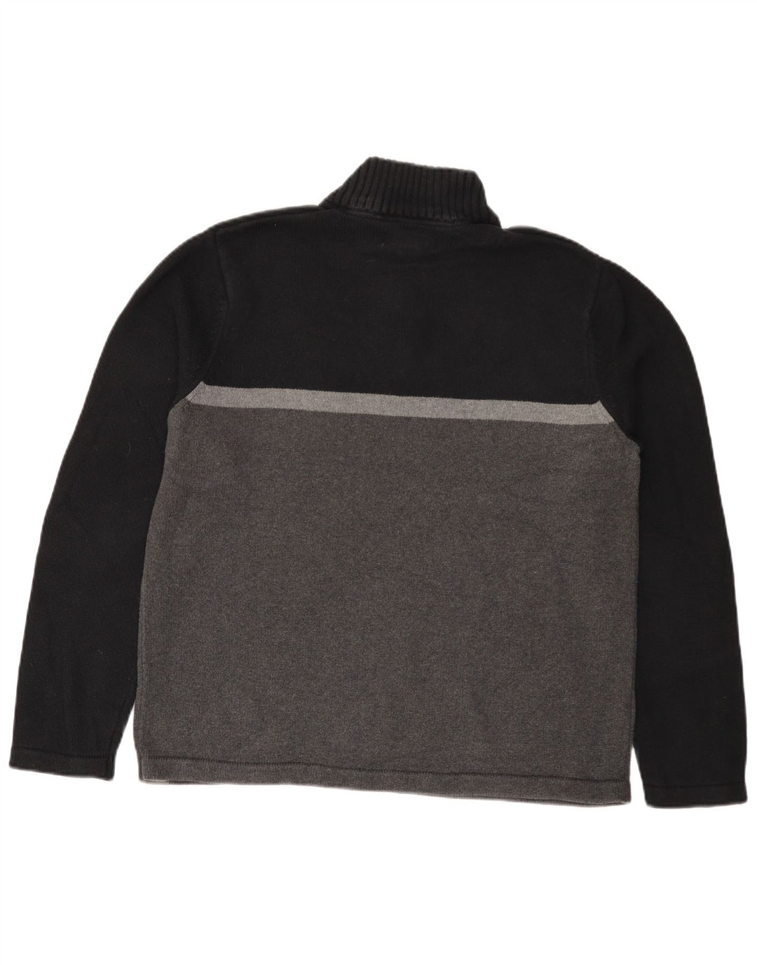 Eddie Bauer Herre Zip Neck Jumper Sweater Large Black Colourblock Bomuld