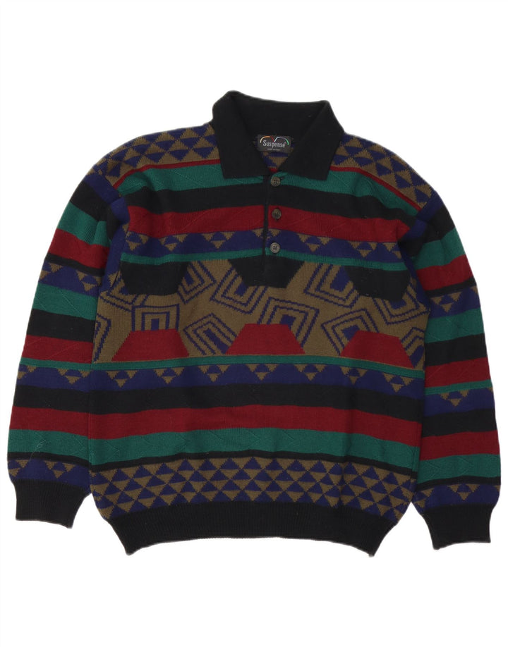 Suspense Herre Polo Neck Jumper Sweater IT 48 Medium Flerfarvet Geometrisk