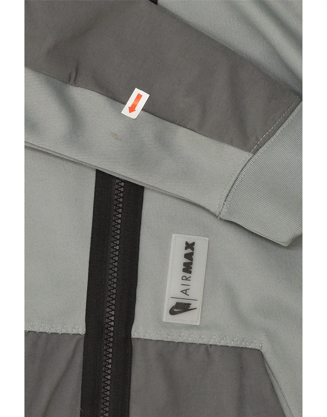NIKE Boys Graphic Zip Hoodie Sweater 10-11 Years Medium Grey Colourblock Vintage Nike and Second-Hand Nike from Messina Hembry 