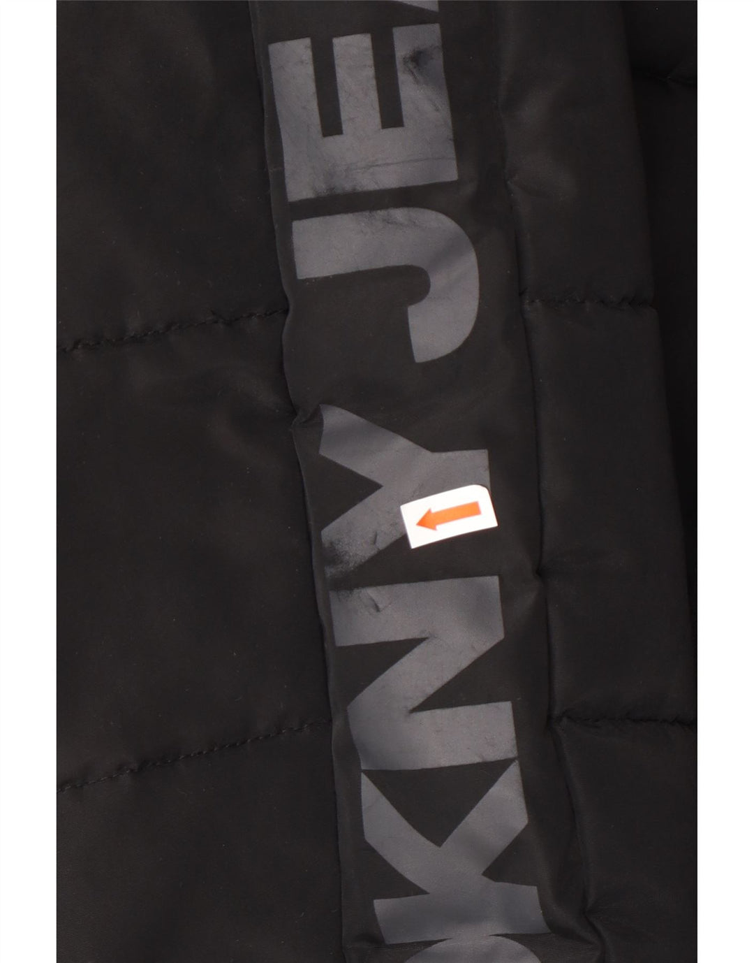 DKNY Boys Graphic Hooded Padded Jacket 14-15 Years Large Black Polyester