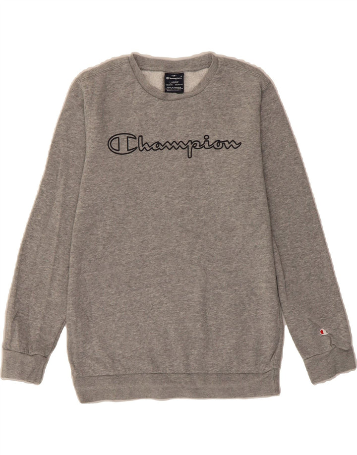 CHAMPION Boys Graphic Sweatshirt Jumper 11-12 Years Large  Grey Cotton Vintage Champion and Second-Hand Champion from Messina Hembry 