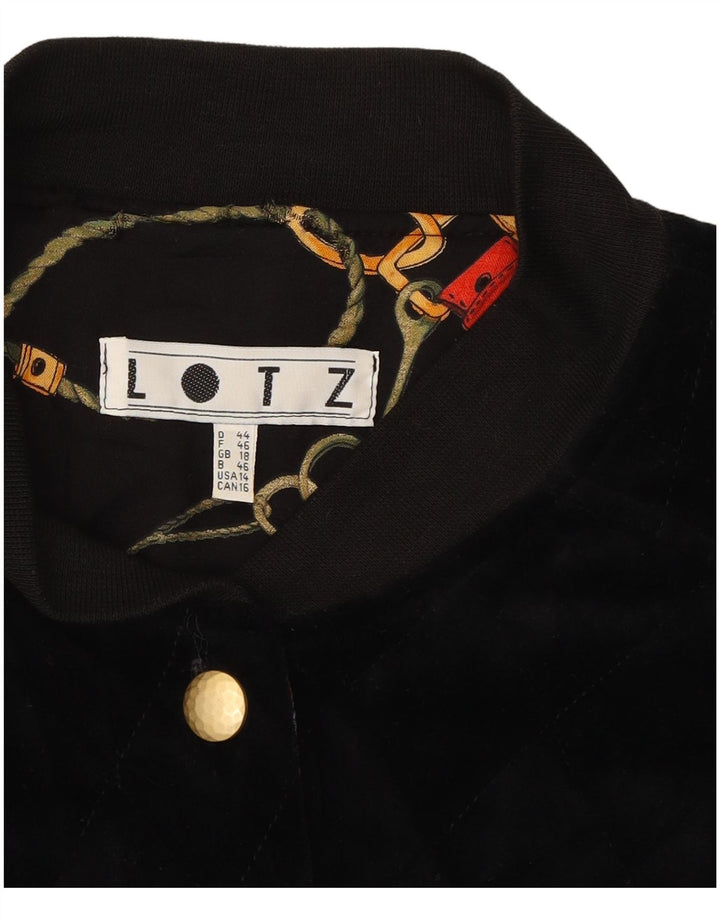 LOTZ Womens Oversized Abstract Pattern Quilted Jacket UK 18 XL Black