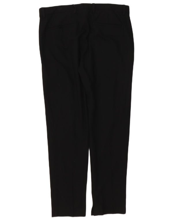Zara Mens Straight Chino Trousers EU 42 Large W32 L28 Black Polyester