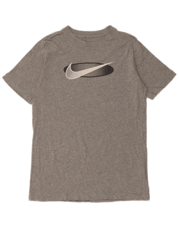 NIKE Grafisk T-shirt-top til drenge 13-14 år XL Gråflettet bomuld
