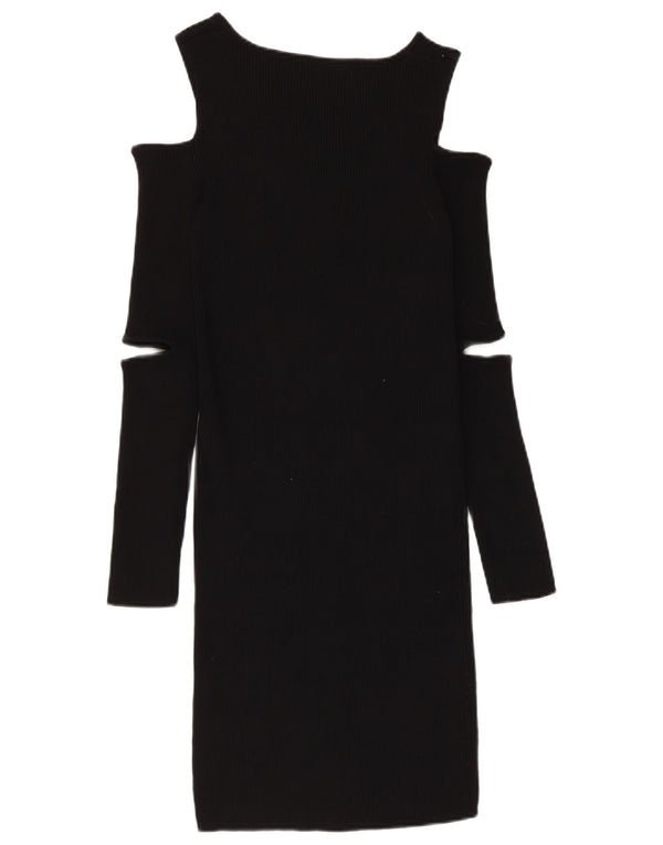 Zara Womens Cut Out Off Shoulder Bodycon Dress UK 12 Medium Black Viscose