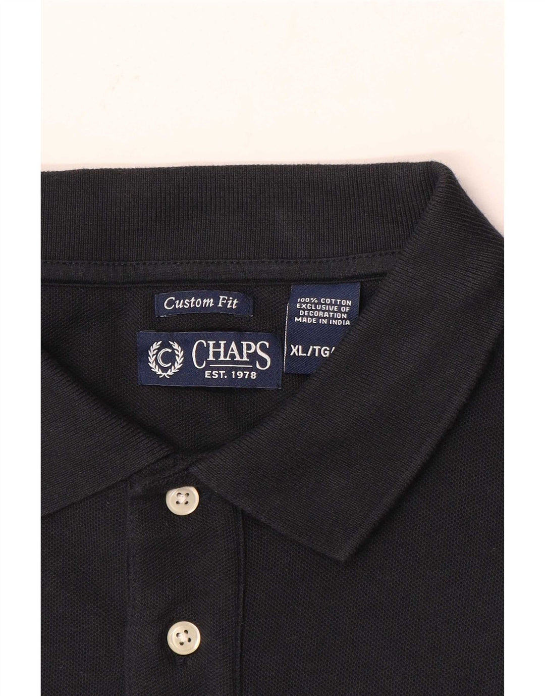 Chaps Herre Custom Fit Polo Shirt XL Marineblå Bomuld
