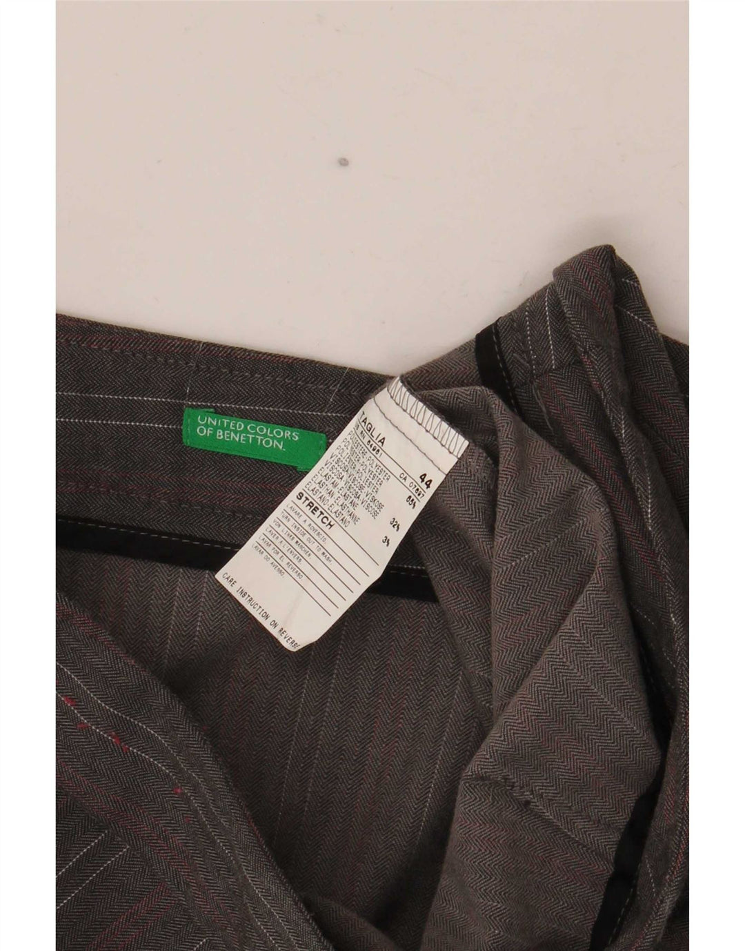 Benetton Dame Stretch Suit Bukser IT 44 Medium W32 L35 Grå nålestribe