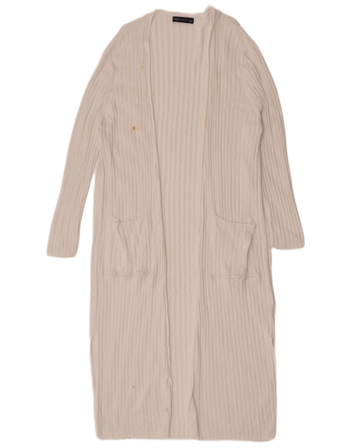 Marks & Spencer Dame Longline Åben Cardigan Sweater UK 16 Large Off White