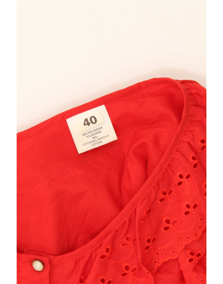 VINTAGE Womens Sleeveless Ruffle Front Shirt Blouse EU 40 Medium Red Vintage Vintage and Second-Hand Vintage from Messina Hembry 