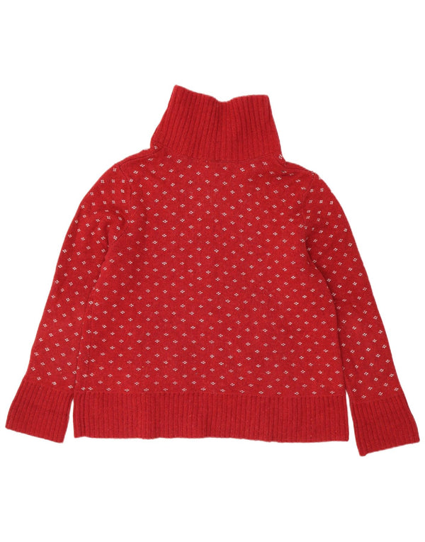 Eddie Bauer Dame Cardigan Sweater UK 18 XL Red Fair Isle Bomuld