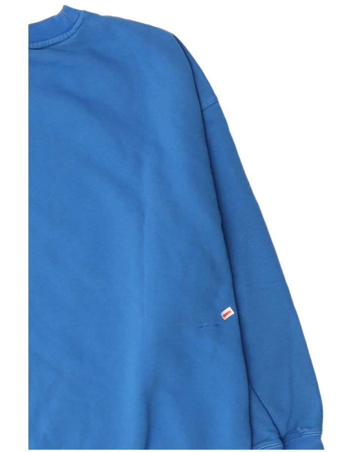 ADIDAS Dame Oversized Sweatshirt Jumper UK 14 Stor Blå Bomuld