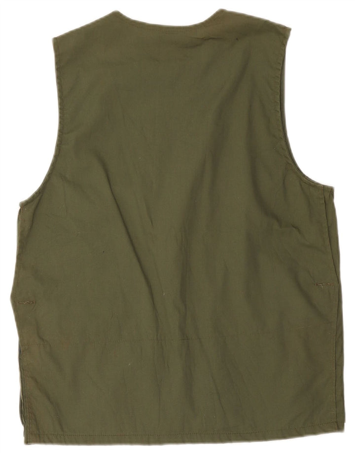 Vintage Herre Utility Gilet IT 46 Small Khaki Cotton