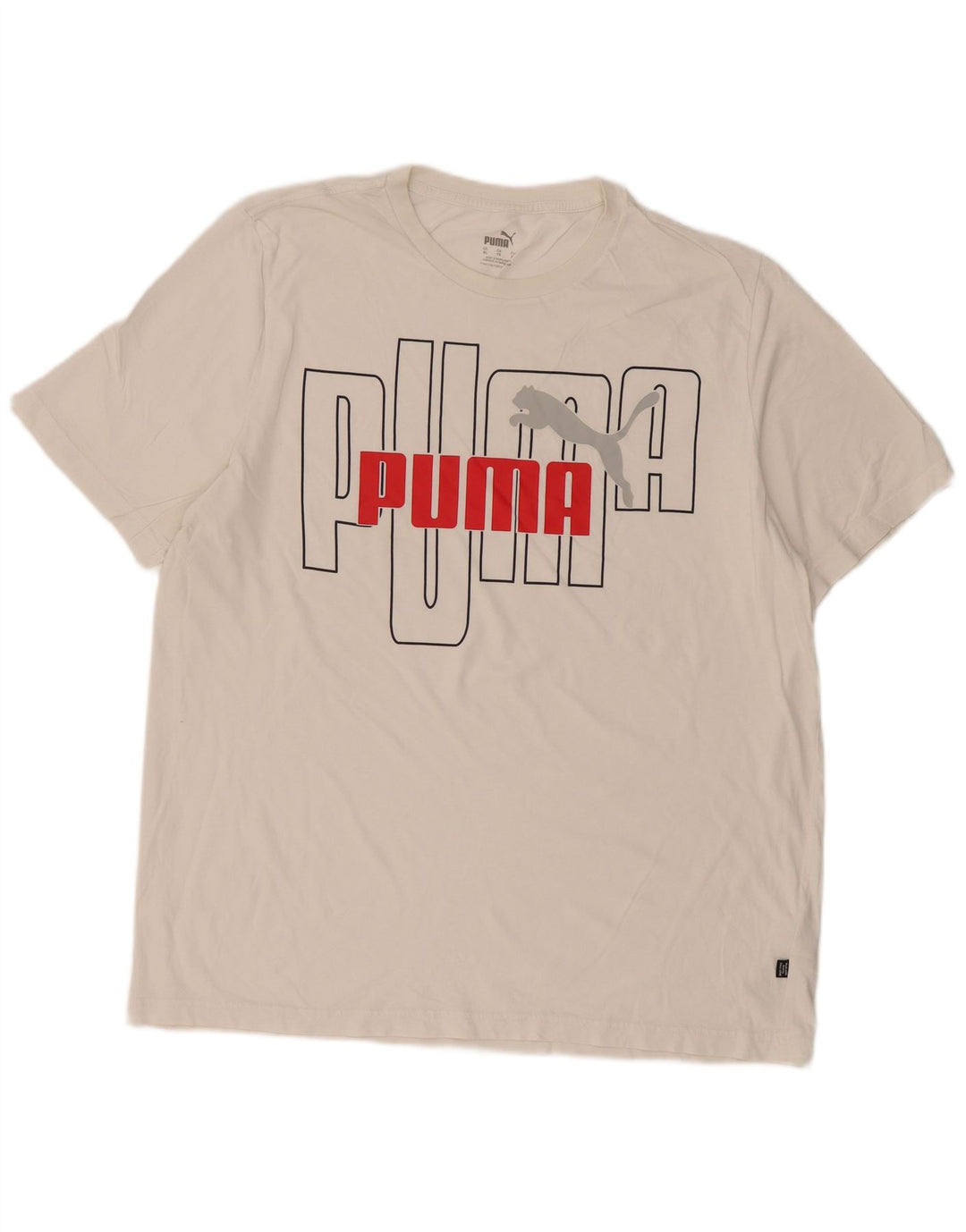 Puma Herre Grafisk T-Shirt Top XL Hvid Bomuld